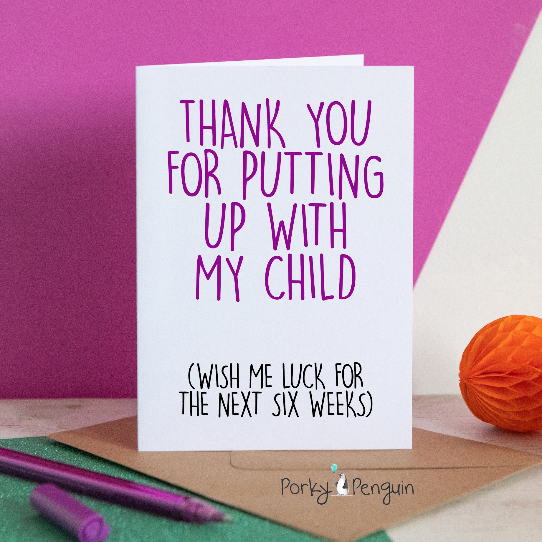 Putting Up With My Child Teacher Card