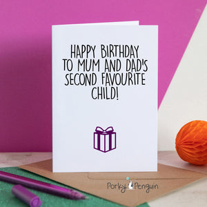 Second Favourite Child Birthday Card
