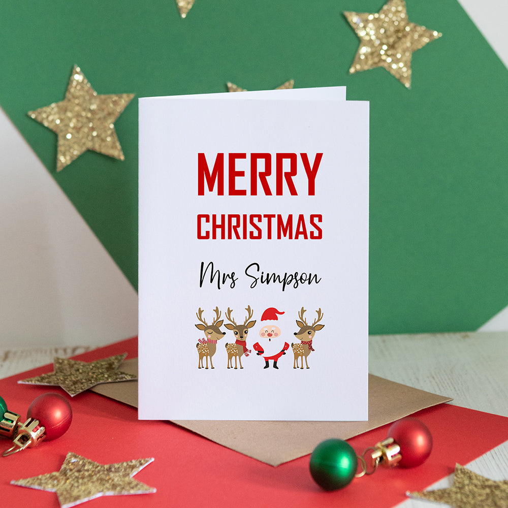 Santa and Reindeer Personalised Card