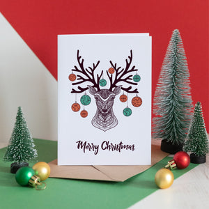 Reindeer Bauble Christmas Card