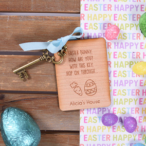 Personalised Wooden Easter Bunny Key