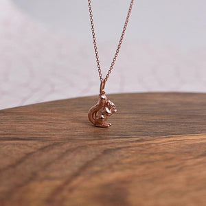 Red Squirrel Rose Gold Sterling Silver Necklace