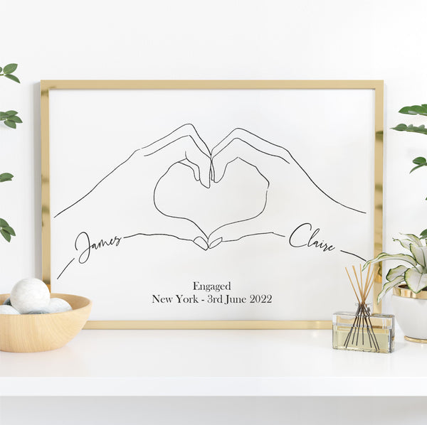 Love Heart Hands Engagement Gift Print