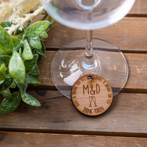Wooden Wedding Drink Token - Wine Glass Charm
