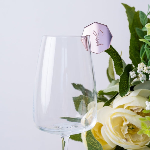 Octagon Acrylic Wine Glass Edge Charm
