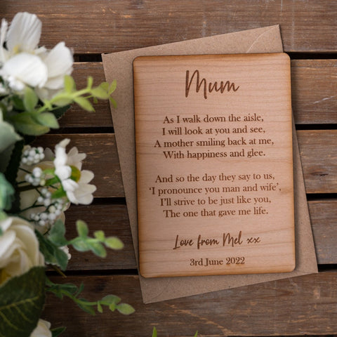 Wooden Postcard Plaque for Mother of the Bride