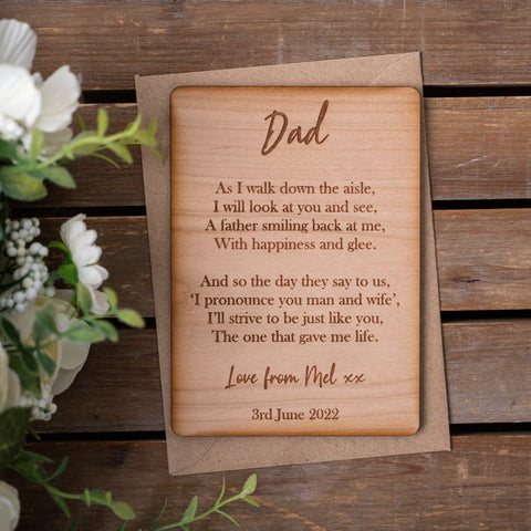 Wooden Postcard Plaque for Father of the Bride