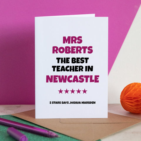 Personalised Best Teacher Card