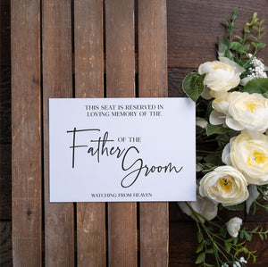 Loving Memory Father of the Groom Sign