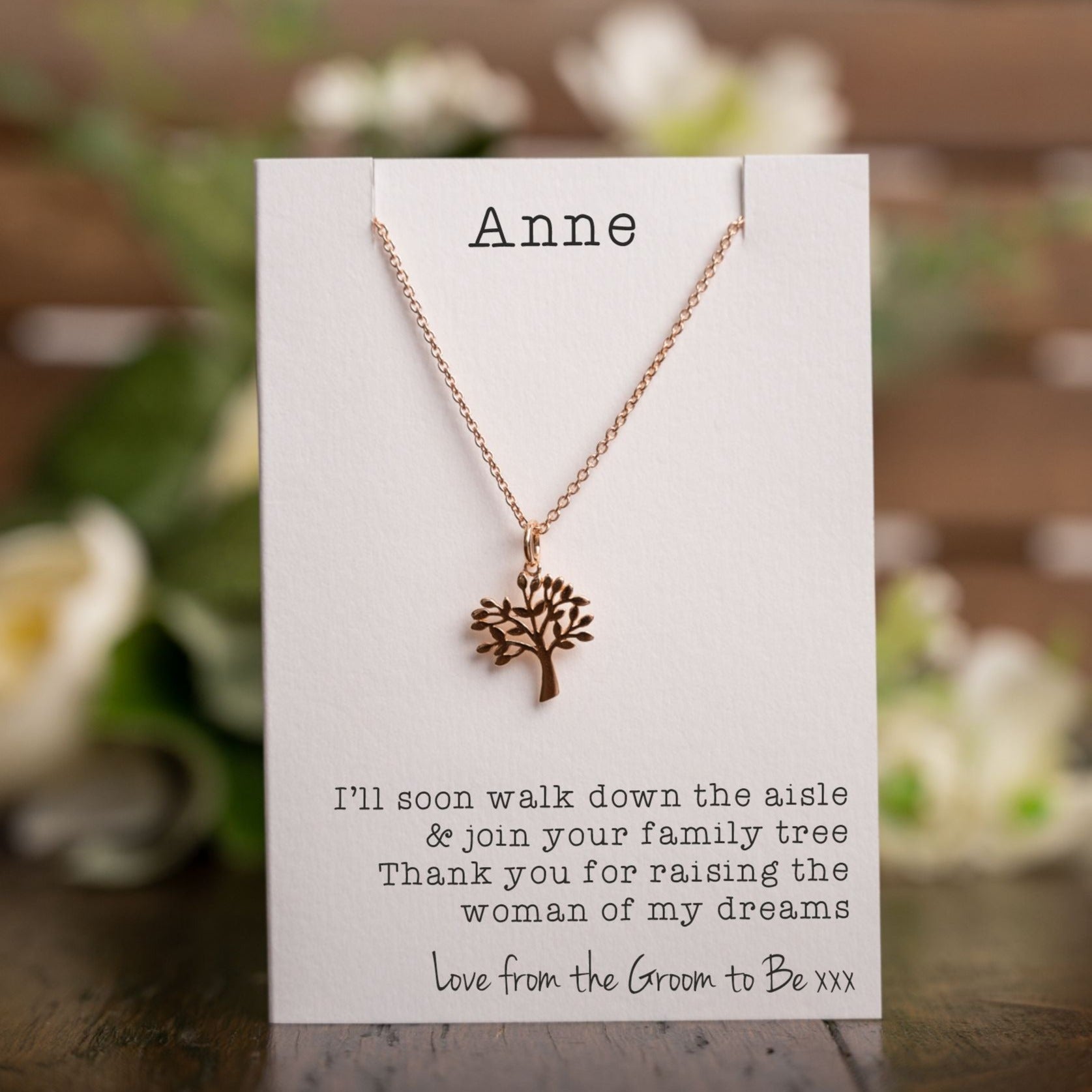 Mother of the Bride or Groom Rose Gold Tree Necklace