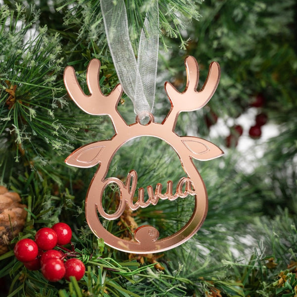 Reindeer Christmas Tree Bauble Personalised