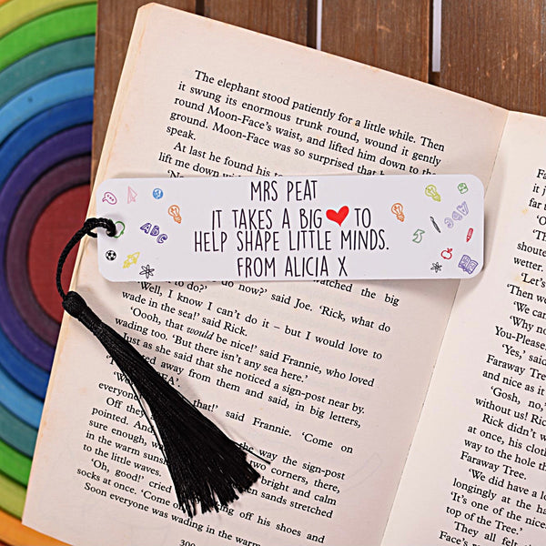 Big Heart to Shape Little Minds Personalised Teacher Bookmark