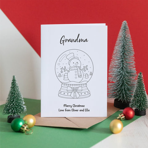 Colour in your Own Snowman Globe Card