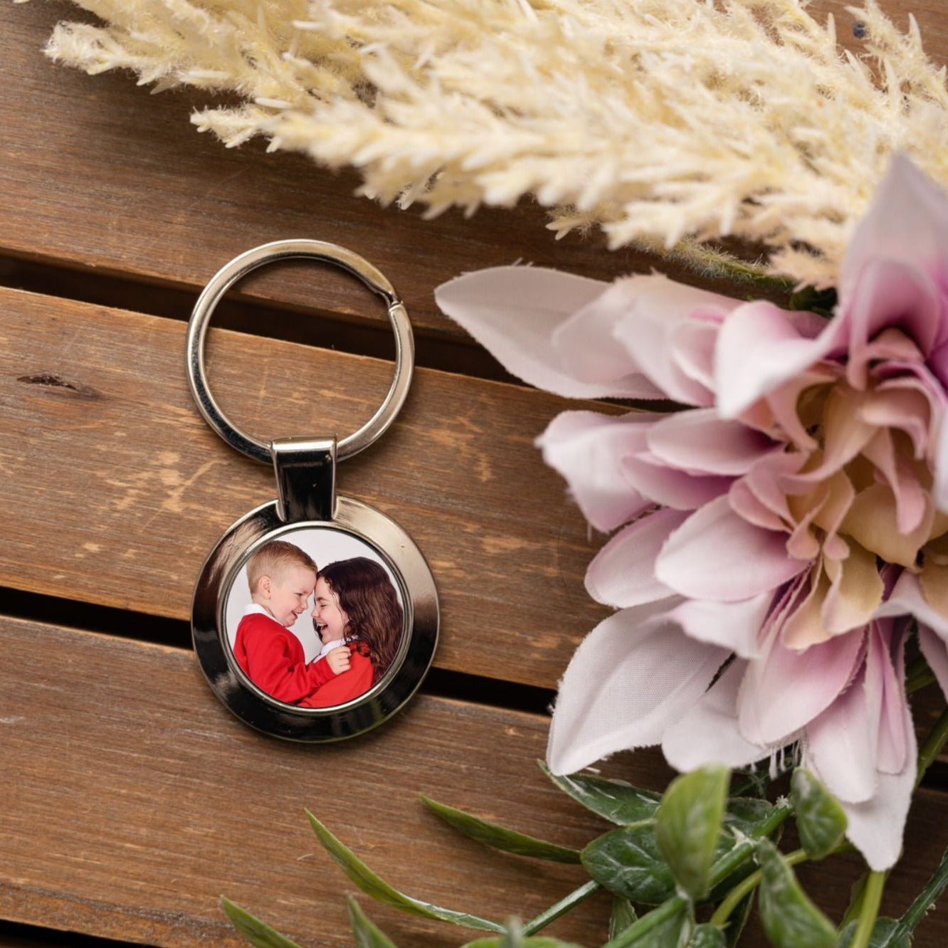 Mother's Day Round Metal Photo Keyring